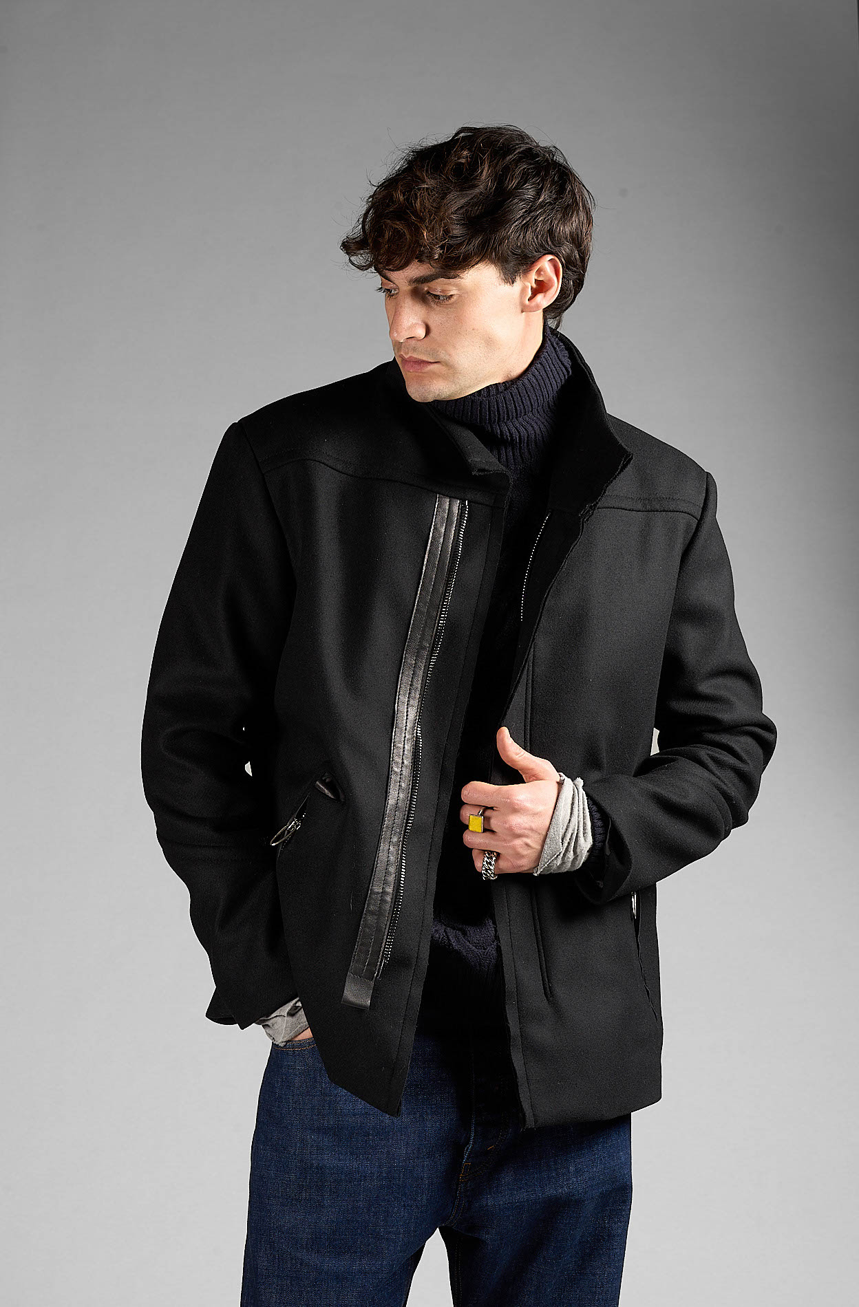 DANIELE BASTA LEATHER AND SILVER JACKET 